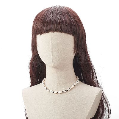 Natural Cowrie Shell & Synthetic Turquoise Braided Beaded Necklace for Women NJEW-JN04253-02-1