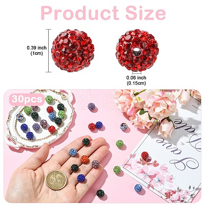 30Pcs Pave Disco Ball Beads RB-YW0001-14G-1