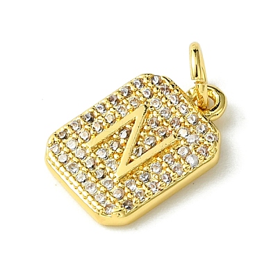 Rack Plating Brass Micro Pave Clear Cubic Zirconia Charms KK-G501-01N-G-1