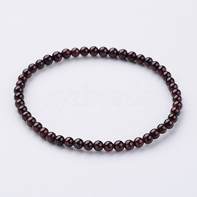 Natural Garnet Beaded Stretch Bracelets BJEW-JB02459-05-1