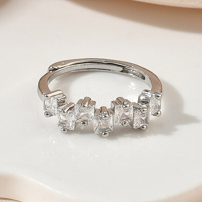 Adjustable Brass Micro Pave Cubic Zirconia Finger Rings RJEW-C163-26B-P-1
