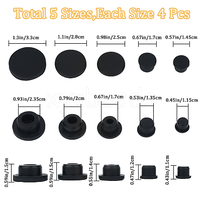 20Pcs 5 Style Silicone Hole Plugs AJEW-GF0008-06B-1