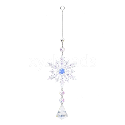 AB Color Glass Snowflake Pendant Decorations AJEW-Q144-02P-01-1