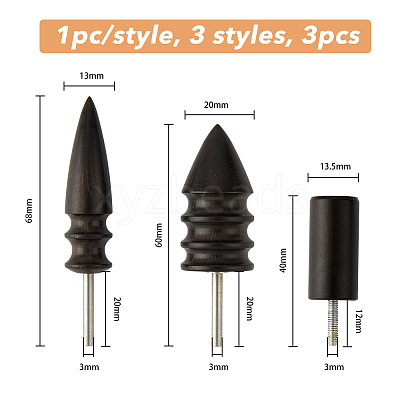 3Pcs 3 Style Sandalwood Polish Heads TOOL-FH0001-51-1