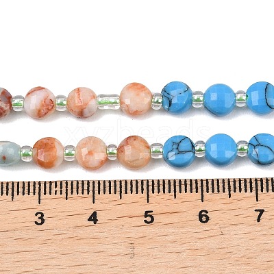 Dyed Natural White Jade & Synthetic Turquoise & Shoushan Stone & Red Netstone Beads Strands G-Z135-B07-1