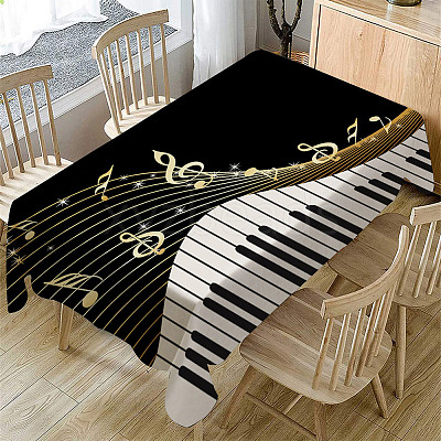 Piano Pattern Linen Tablecloth AJEW-WH0528-69A-1