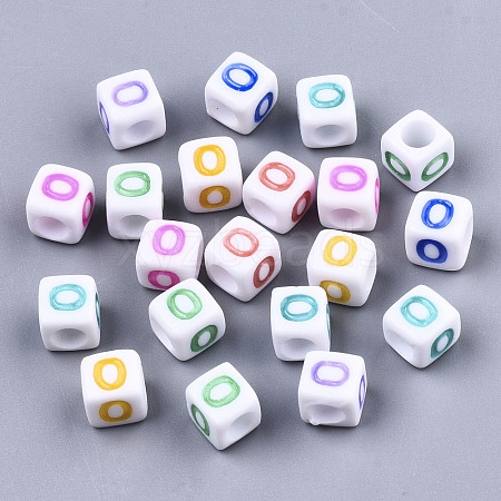 Opaque White Acrylic Beads SACR-R252-02O-1