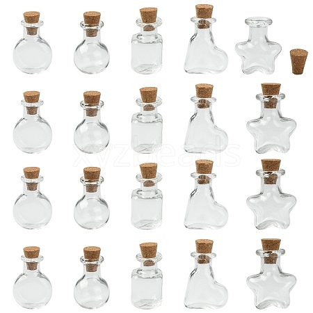 20Pcs 5 Styles Mini High Borosilicate Glass Bottle Bead Containers BOTT-YW0001-02-1
