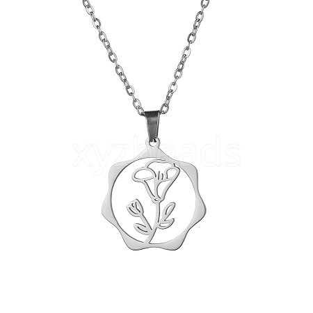 Non-Tarnish 304 Stainless Steel Pendant Necklaces PW-WG57218-06-1