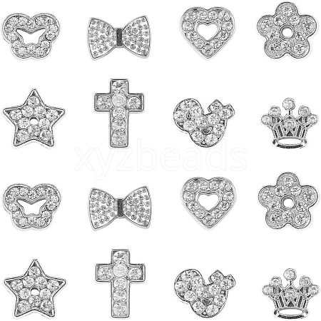  26Pcs 26 Style Alloy Rhinestone Slide Charms FIND-NB0001-64-1