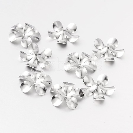 Tarnish Resistant Flower 5-Petal 316 Surgical Stainless Steel Bead Caps X-STAS-M257-01-1