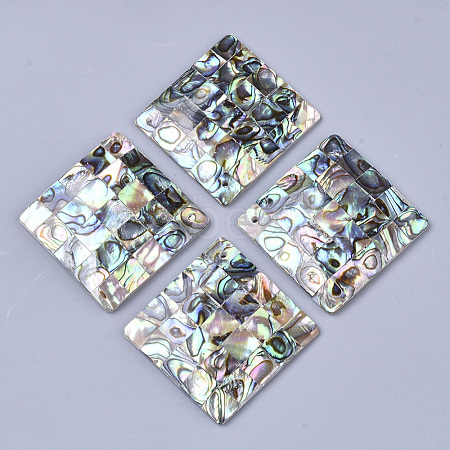 Single-Sided Natural Abalone Shell/Paua Shell Pendants SSHEL-N034-10-1