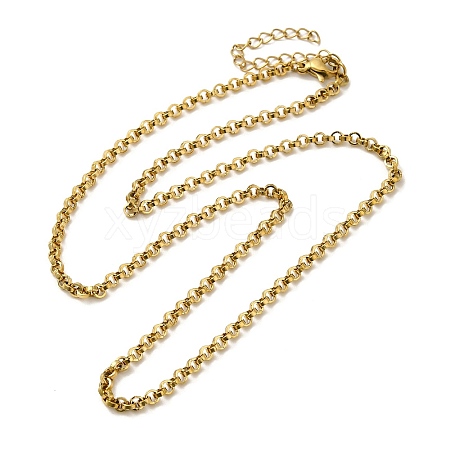 Ion Plating(IP) 304 Stainless Steel Rolo Chain Necklaces NJEW-C060-02G-1