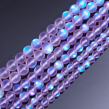 Synthetic Moonstone Beads Strands G-SZ0001-81B-1