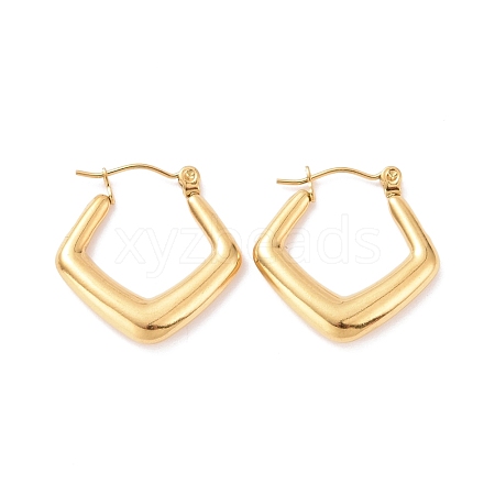 Ion Plating(IP) 304 Stainless Steel Rhombus Hoop Earrings for Women EJEW-G293-21G-1