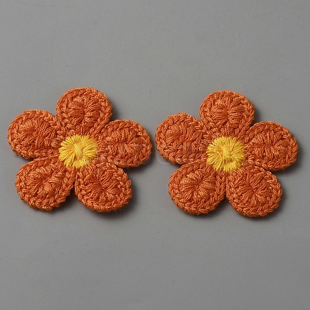 5-Petal Flower Shape Two Tone Crochet Appliques DIY-WH0399-61D-1