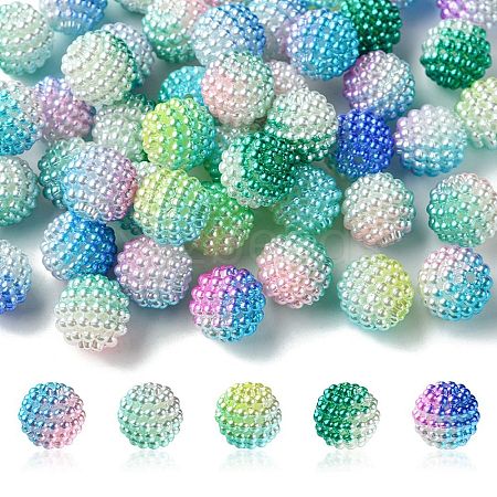 50Pcs 5 Colors Imitation Pearl Acrylic Beads OACR-FS0001-62B-1