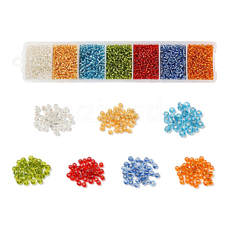 3500Pcs 7 Colors 12/0 Glass Round Seed Beads SEED-YW0001-23-1
