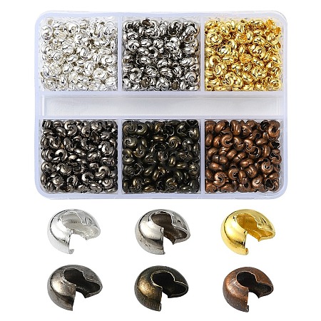 1200Pcs 6 Colors Iron Crimp Beads Covers IFIN-YW0003-72-1