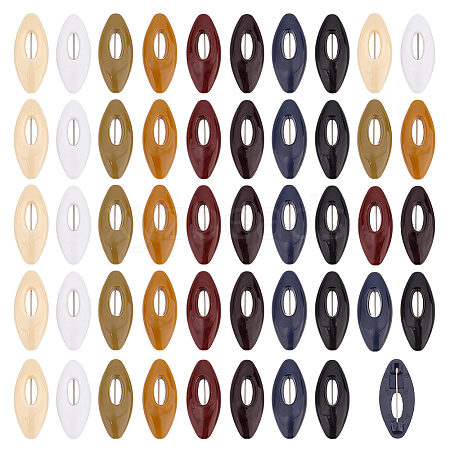 48Pcs Hollow Oval Plastic Cover Scarf Safety Pin JEWB-WH0023-58P-1