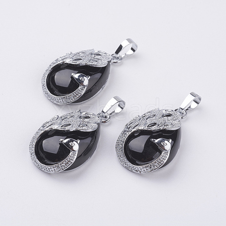 Natural Dyed & Heated Black Agate Pendants G-E442-04E-1