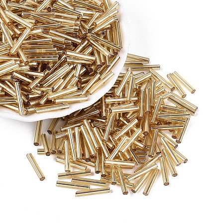 Silver Lined Transparent Glass Bugle Beads SEED-R028-2x15-B01-1