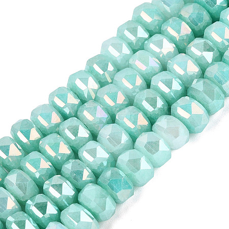 Electroplate Crackle Imitation Jade Glass Beads Strands EGLA-Q135-01A-C04-1