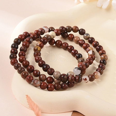 Natural Red Jasper Bead Stretch Bracelets X-BJEW-K212-A-012-1