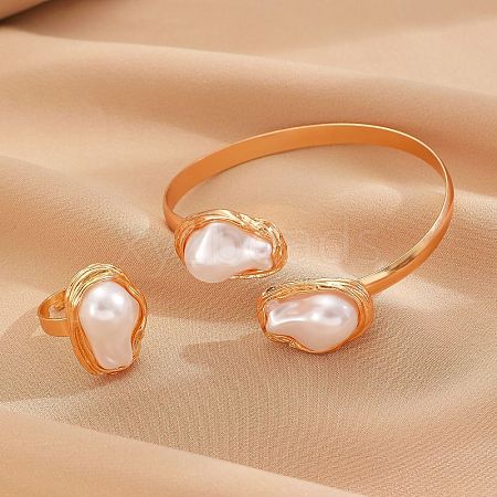 Oval Alloy & Plastic Pearl Jewelry Sets WGB491C-12-1