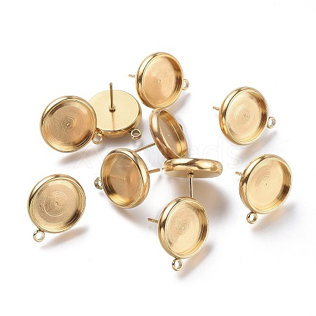 Ion Plating(IP) 304 Stainless Steel Stud Earring Settings LS-STAS-I161-01E-G-1