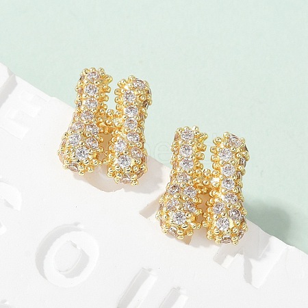 Brass Micro Pave Cubic Zirconia Stud Earrings EJEW-Z091-04G-H-1