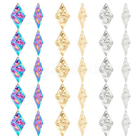 30Pcs 3 Colors 304 Stainless Steel Pendant STAS-DC0012-44-1