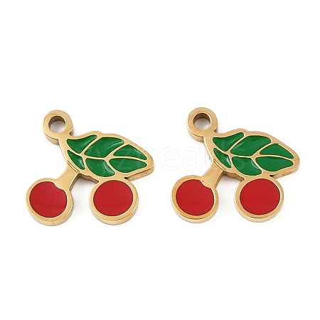 Fruit 304 Stainless Steel Enamel Charms STAS-C137-04A-G-1