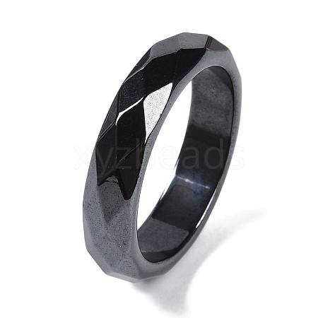 Magnetic Synthetic Hematite Finger Ring for Men Women RJEW-A047-01B-1