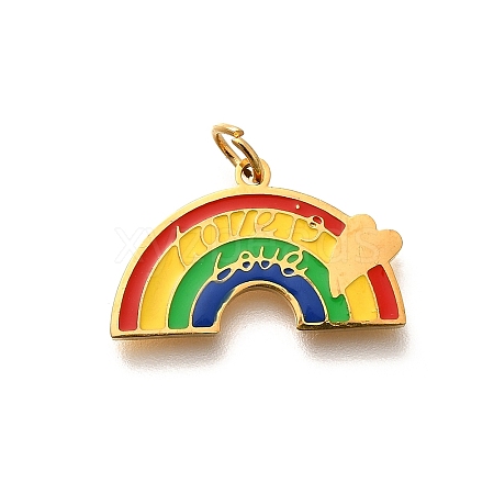 Pride 304 Stainless Steel Enamel Pendants STAS-B079-01G-12-1