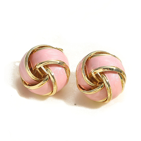 Golden Brass Enamel Stud Earrings PW-WG6CE4C-03-1