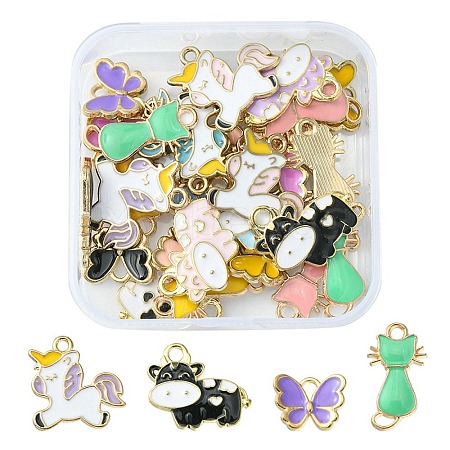 30Pcs 4 Style Alloy Enamel Pendants ENAM-YW0002-97-1