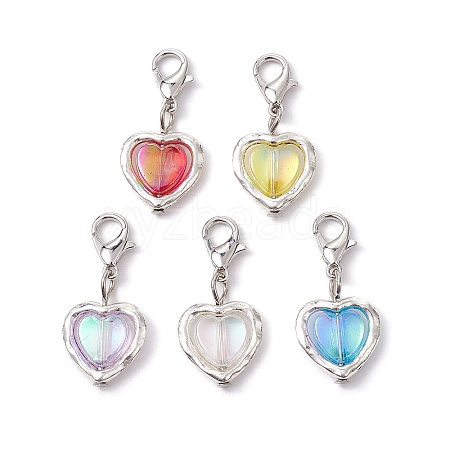 Heart Acrylic & Alloy Pendant Decorations HJEW-JM01642-A-1