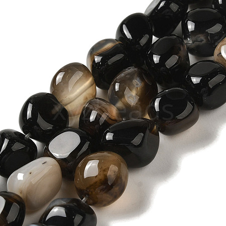 Natural Black Agate Beads Strands G-NH0017-B04-01-1