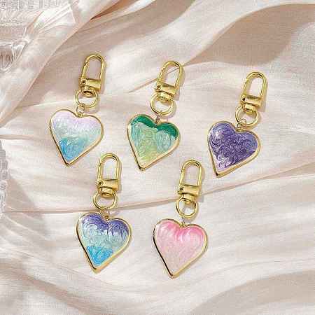 Heart 304 Stainless Steel Enamel Pendant Decorations HJEW-JM02901-1