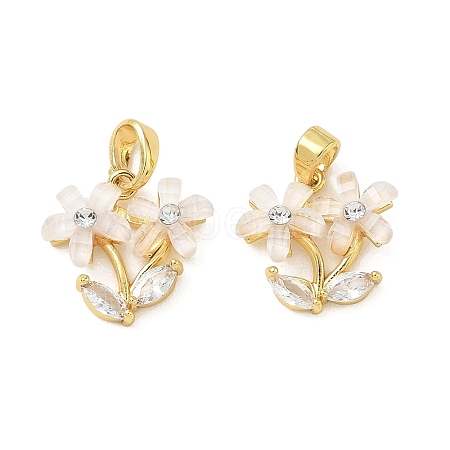 Brass Micro Pave Cubic Zirconia Charms CU-CBA8C34-01G-02-1