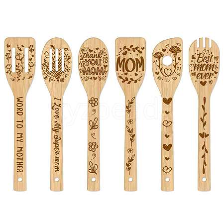 6Pcs Bamboo Spoons & Knifes & Forks AJEW-WH0411-006-1