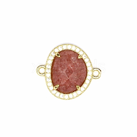 Natural Strawberry Quartz Connector Charms PW-WGDDB56-07-1