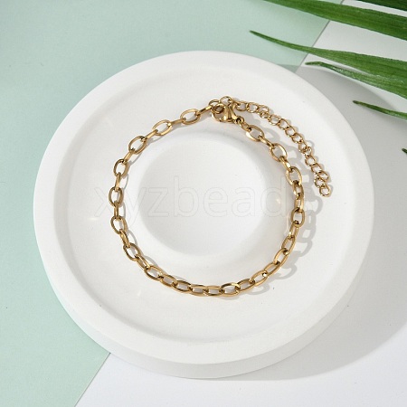 PVD Vacuum Plating 304 Stainless Steel Cable Chain Bracelet for Men Women BJEW-E031-05C-G-1