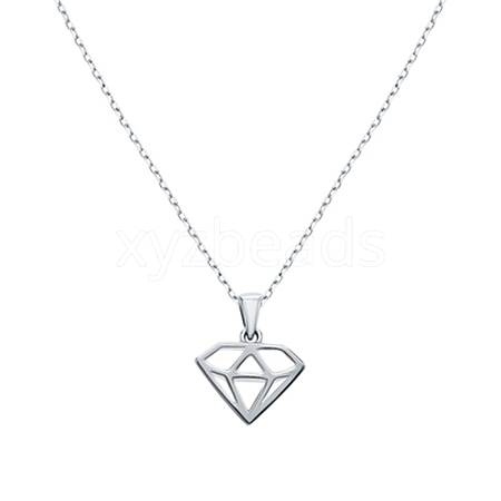 S925 Sterling Silver Geometric Diamond Shape Necklaces for Women Daily Wear DY7121-2-1