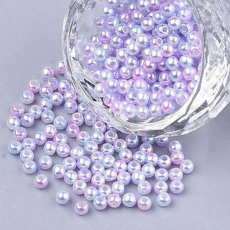 Rainbow ABS Plastic Imitation Pearl Beads X1-OACR-Q174-6mm-01-1