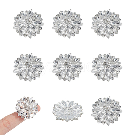 8Pcs 1-Hole Alloy Rhinestone Shank Buttons BUTT-NB0001-96S-1