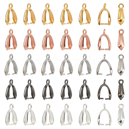  150Pcs 5 Colors Grade AA Brass Ice Pick Pinch Bails for Pendant Making KK-NB0002-86-1