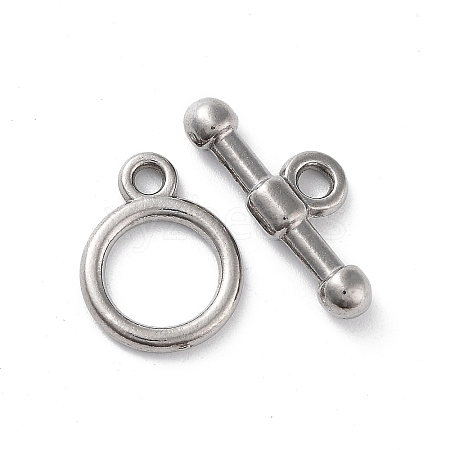 Non-Tarnish 304 Stainless Steel Ring Toggle Clasps STAS-A092-09G-P-1