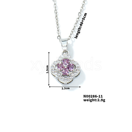 Chic Colorful Clover Pendant Necklace with Sparkling Diamonds YY8832-11-1